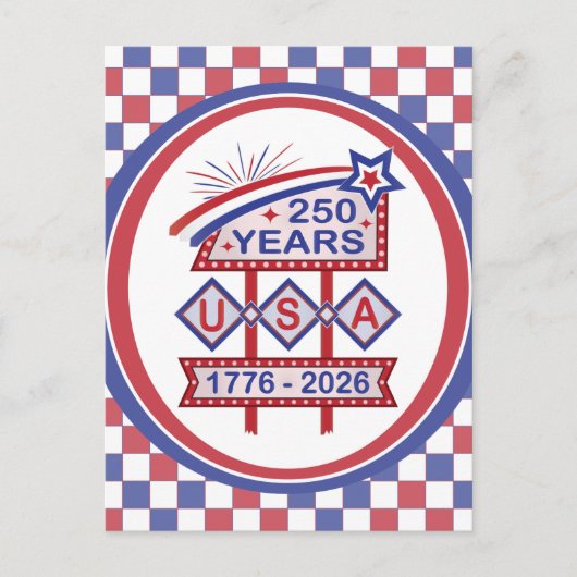 レトロUSA 250周年記念マーキーのサイン1776-2026 シーズンポストカード (正面)