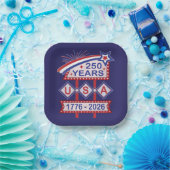 レトロUSA 250周年記念マーキーのサイン1776-2026 ペーパープレート (パーティー)