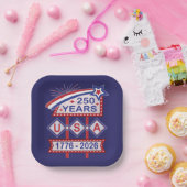 レトロUSA 250周年記念マーキーのサイン1776-2026 ペーパープレート (パーティー)