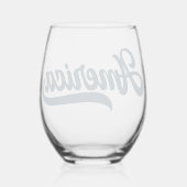 レトロUSA America装飾ネイビーブルースクリプト ステムなしワイングラス (裏面)