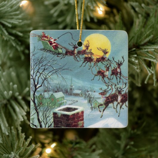 レトロvインタージュクリスマスサンタアッド気持ち セラミックオーナメント (ツリー)