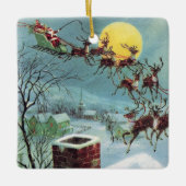 レトロvインタージュクリスマスサンタアッド気持ち セラミックオーナメント (正面)