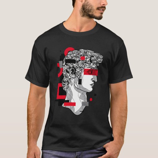 レトロVAPORWAVEデイビッド像 Tシャツ (正面)