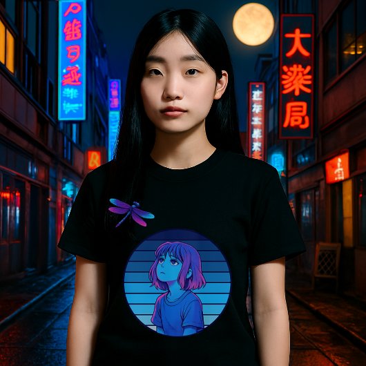 レトロVAPORWAVEムーンメランティアアニメガール Tシャツ