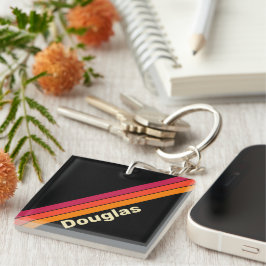 レトロVHSストライプ名 キーホルダー