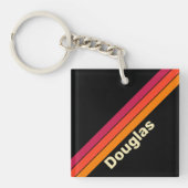 レトロVHSストライプ名 キーホルダー (正面)