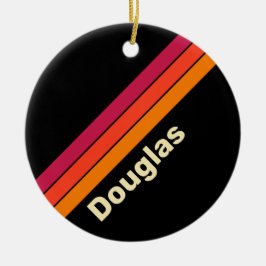 レトロVHSストライプ名 セラミックオーナメント