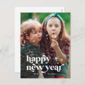 レトロVibeハッピーニューイヤー写真はがき シーズンポストカード (正面/裏面)