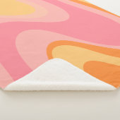 レトロVibe抽象芸術スワール60s 70sピンクとオレンジ シェルパブランケット (3/4)