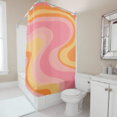 レトロVibe抽象芸術スワール60s 70sピンクとオレンジ シャワーカーテン (インサイチュ)