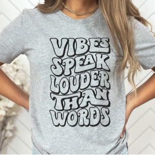 レトロVibesシャツ、Vibesは言葉T-Sよりも大きい Tシャツ