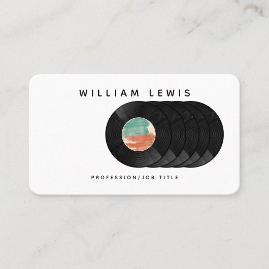 レトロVinyl Record Music Deejay Disk Jokey DJ 名刺 (正面)