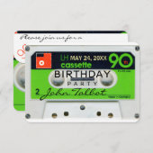 レトロWオーディオタープ90th誕生日パーティーの招待 招待状 (正面/裏面)