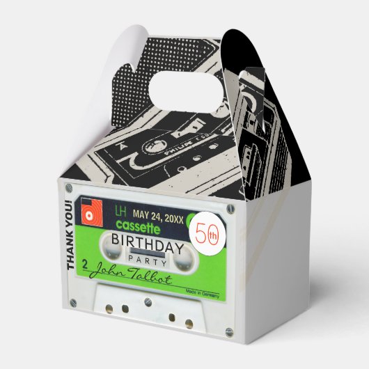 レトロWオーディオテープ50th誕生日サンキューファブ フェイバーボックス (正面サイド)