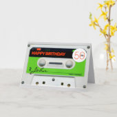 レトロWオーディオテープK7 50歳誕生日レクトベルソC カード (黄色い花)