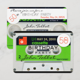 レトロWカセットテープ50th誕生日パーティーInv 招待状