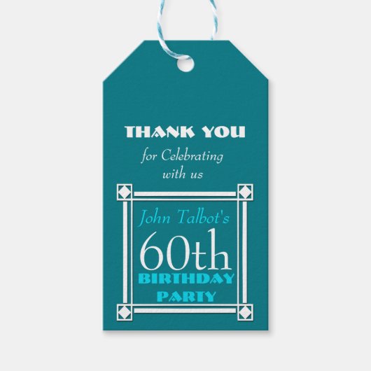 レトロW 60歳の誕生日ギフトパーソナライズされたラベル ギフトタグ (正面)