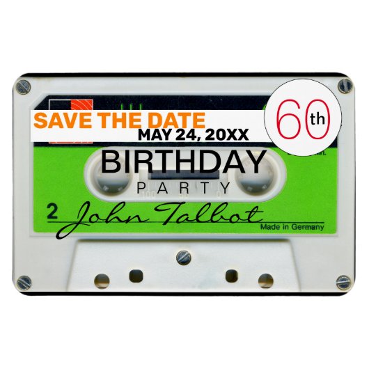 レトロW Audiotape 60th birthday Save The Date FPM マグネット (横)