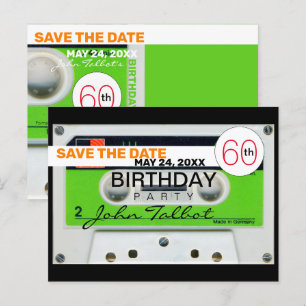 レトロW Audiotape 60th birthday Save The Date HHPC シーズンポストカード