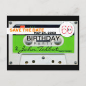 レトロW Audiotape 60th birthday Save The Date HHPC シーズンポストカード (正面)