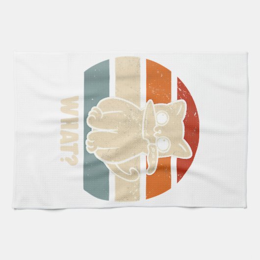 レトロWhat Cat Knife Meow子猫猫おもしろい母 キッチンタオル (横)