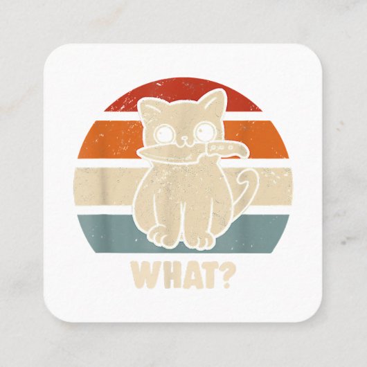 レトロWhat Cat Knife Meow子猫猫おもしろい母 スクエア名刺 (裏面)