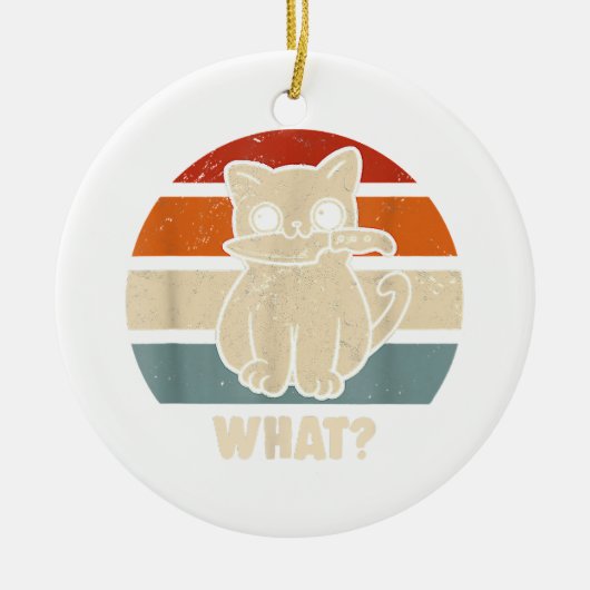 レトロWhat Cat Knife Meow子猫猫おもしろい母 セラミックオーナメント (正面)