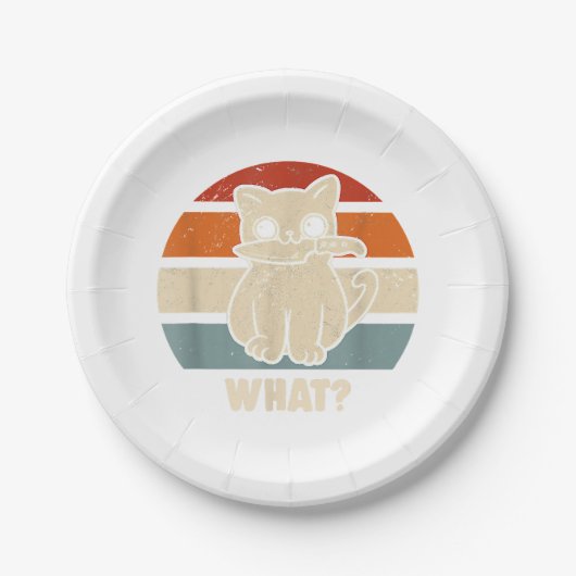 レトロWhat Cat Knife Meow子猫猫おもしろい母 ペーパープレート (正面)