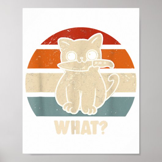 レトロWhat Cat Knife Meow子猫猫おもしろい母 ポスター (正面)