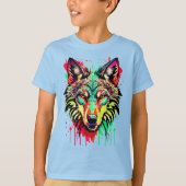 レトロWolf Tシャツ – カラフル Wolf Shirt (正面)