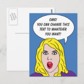 レトロWOMAN WITH YOUR TEXT カスタムPOSTGREES ポストカード (正面/裏面)