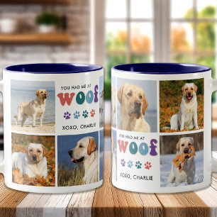 レトロWOOFカスタム8 Photo Collage犬 ツートーンマグカップ