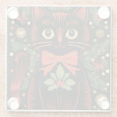 レトロXmas猫 ガラスコースター (裏面)