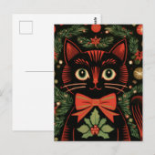 レトロXmas猫 ポストカード (正面/裏面)