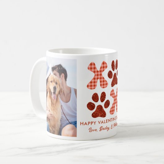 レトロXOXOかわいいペットパピードッグフォトバレンタインデー コーヒーマグカップ (正面左)