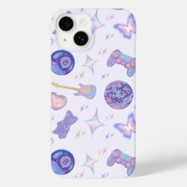 レトロY2Kキッチュ ラベンダー ディスコボール ゲーマーパターン Case-Mate iPhone 14ケース