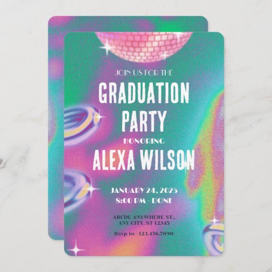 レトロY2k卒業党 招待状 (正面/裏面)