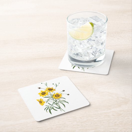 レドゥテのコレオプシス(レオプシス) スクエアペーパーコースター (インサイチュ)