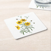 レドゥテのコレオプシス(レオプシス) スクエアペーパーコースター (アングル)