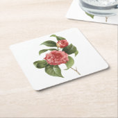 レドゥーテの一般的な椿 スクエアペーパーコースター (アングル)
