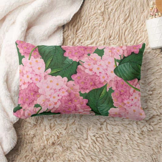 レドゥートピンクアジサイ花枕 ランバークッション (ブランケット)