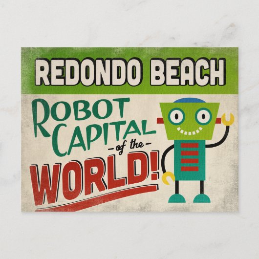 レドンドービーチ カリフォルニア ロボット - 面白い ヴィンテージ ポストカード (正面)