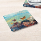 レドン・チョウ スクエアペーパーコースター (アングル)