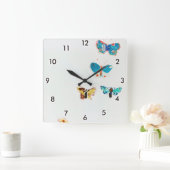 レドン・ファイブ・蝶 スクエア壁時計 (ホーム)