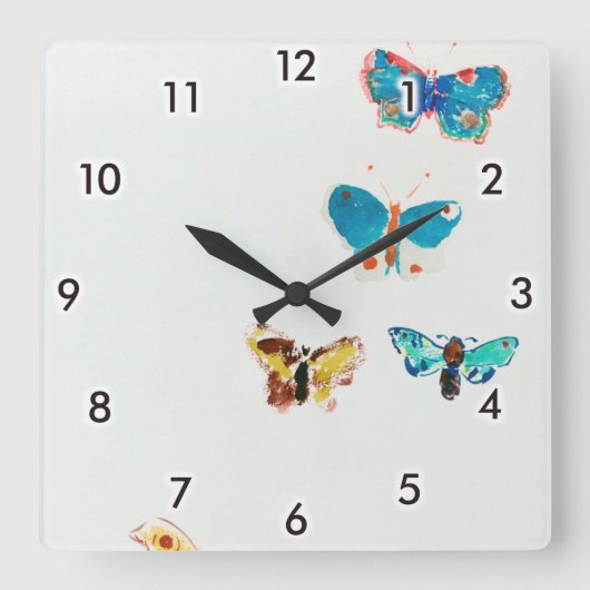 レドン・ファイブ・蝶 スクエア壁時計 (正面)