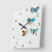 レドン・ファイブ・蝶 スクエア壁時計 (傾斜)