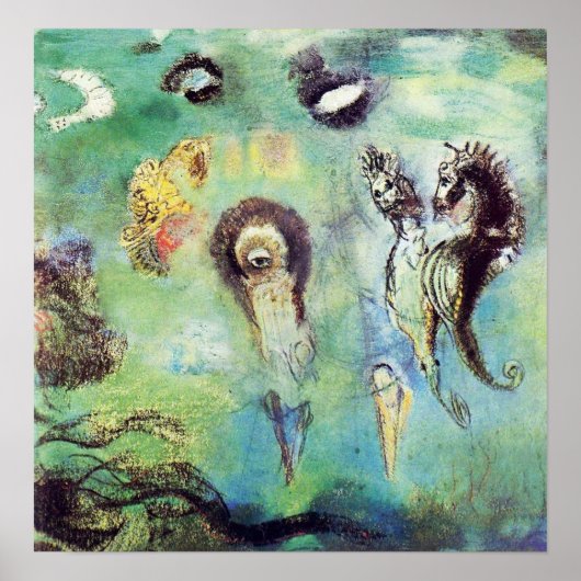 レドン – Seahorses On Underwater Scape 1909 ポスター (正面)