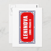 レニノバ、プラハ、チェコ通り符号 ポストカード (正面/裏面)