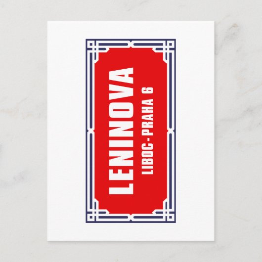レニノバ、プラハ、チェコ通り符号 ポストカード (正面)