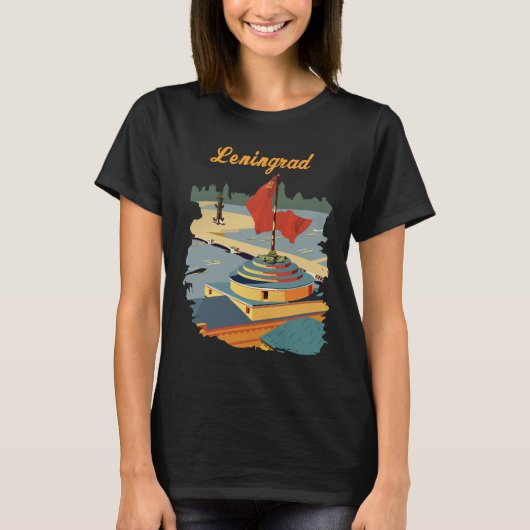 レニングラード ロシア 都市 レトロ 旅行 Tシャツ (正面)